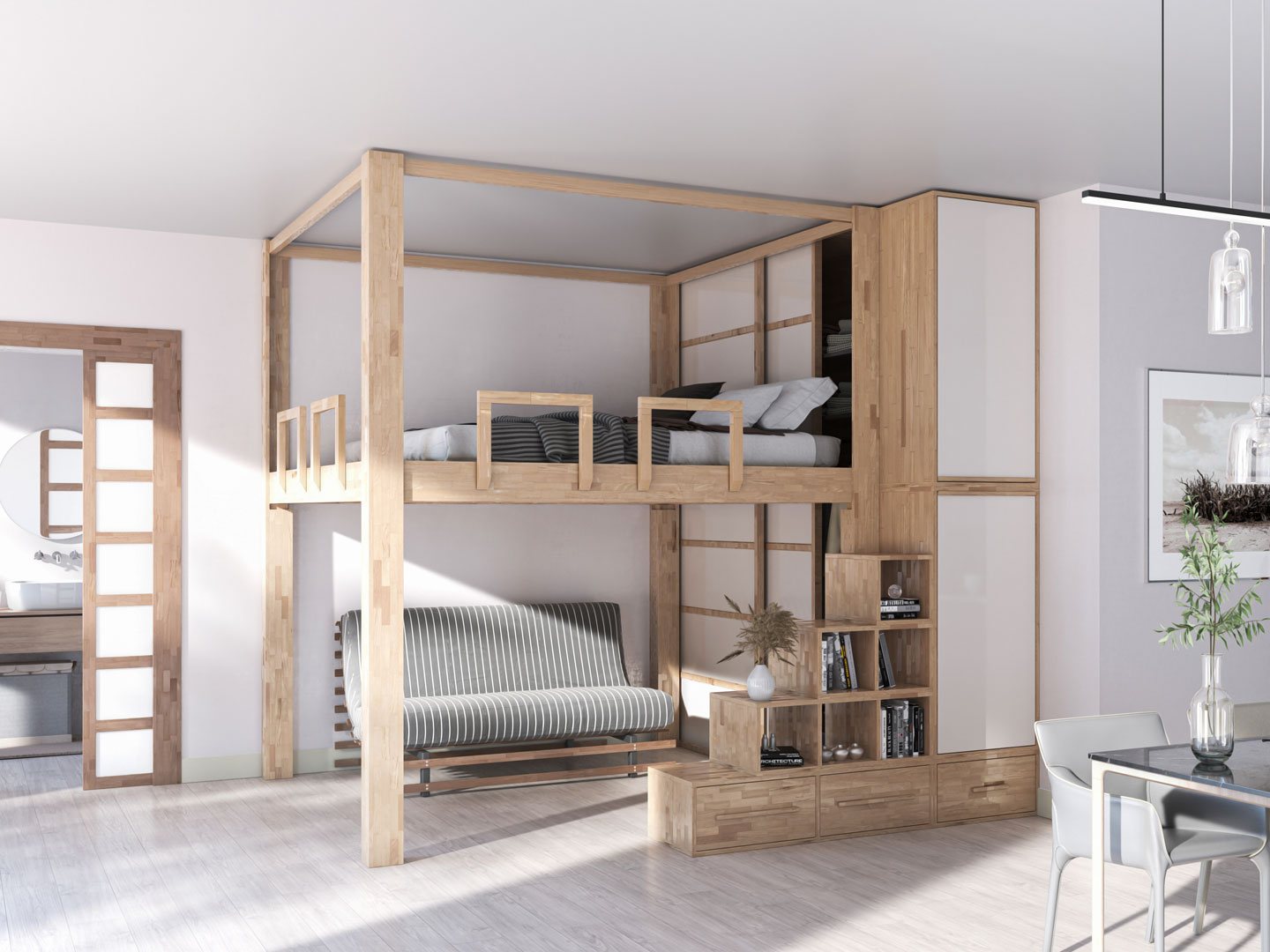 The same Rising lowered to sleeping height