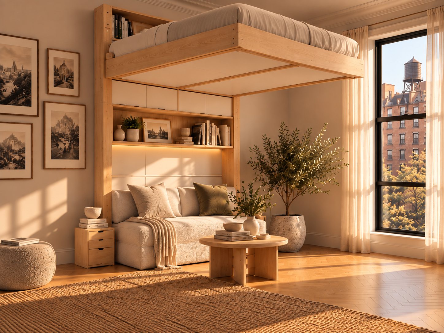 Nuvola raised above a sofa in a New York apartment